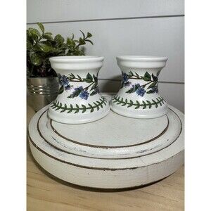 Portmeirion Botanic Garden Butterflies Blue Purple Pair Candle Holders 2.75”